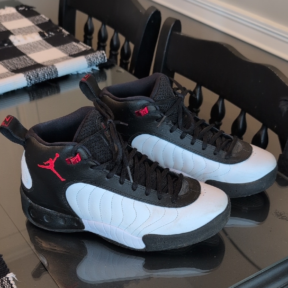 Nike Air Jordan Jumpman Pro Black and White Sneakers with Red Accents